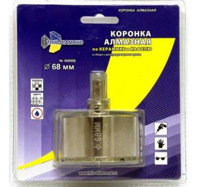 Коронка по керамограниту алмазная 68 мм TRIO-DIAMOND Коронка по керамограниту алмазная 68 мм TRIO-DIAMOND