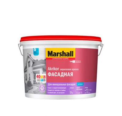 Краска в/д фасадная Marshall Akrikor основа BW матовая 9 л Краска в/д фасадная Marshall Akrikor основа BW матовая 9 л