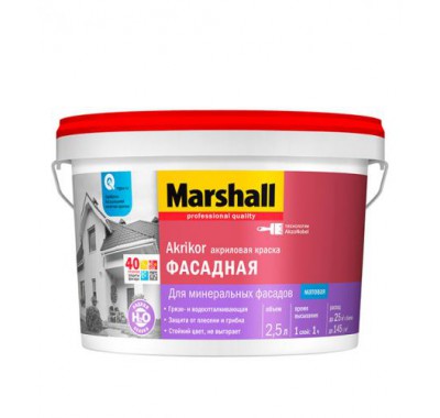 Краска в/д фасадная Marshall Akrikor основа BW матовая 2.5 л Краска в/д фасадная Marshall Akrikor основа BW матовая 2.5 л