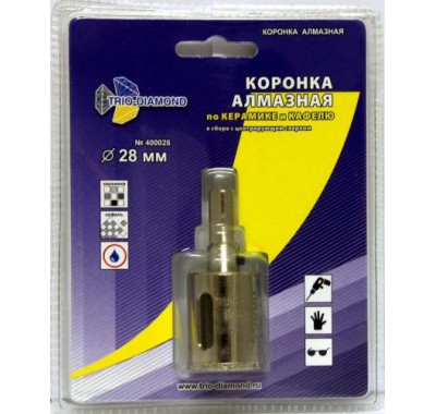 Коронка по керамограниту алмазная 28 мм TRIO-DIAMOND